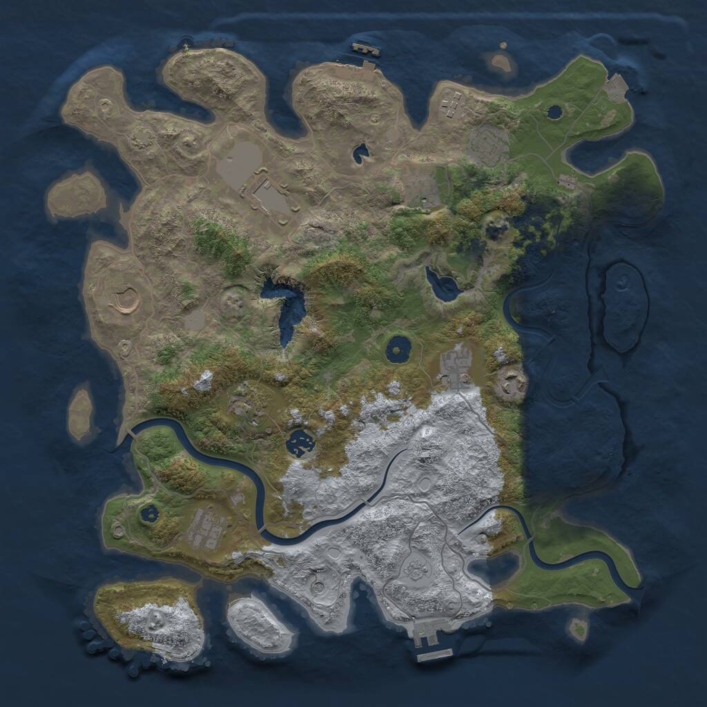 Rust Map: Procedural Map, Size: 4000, Seed: 1714786964, 16 Monuments