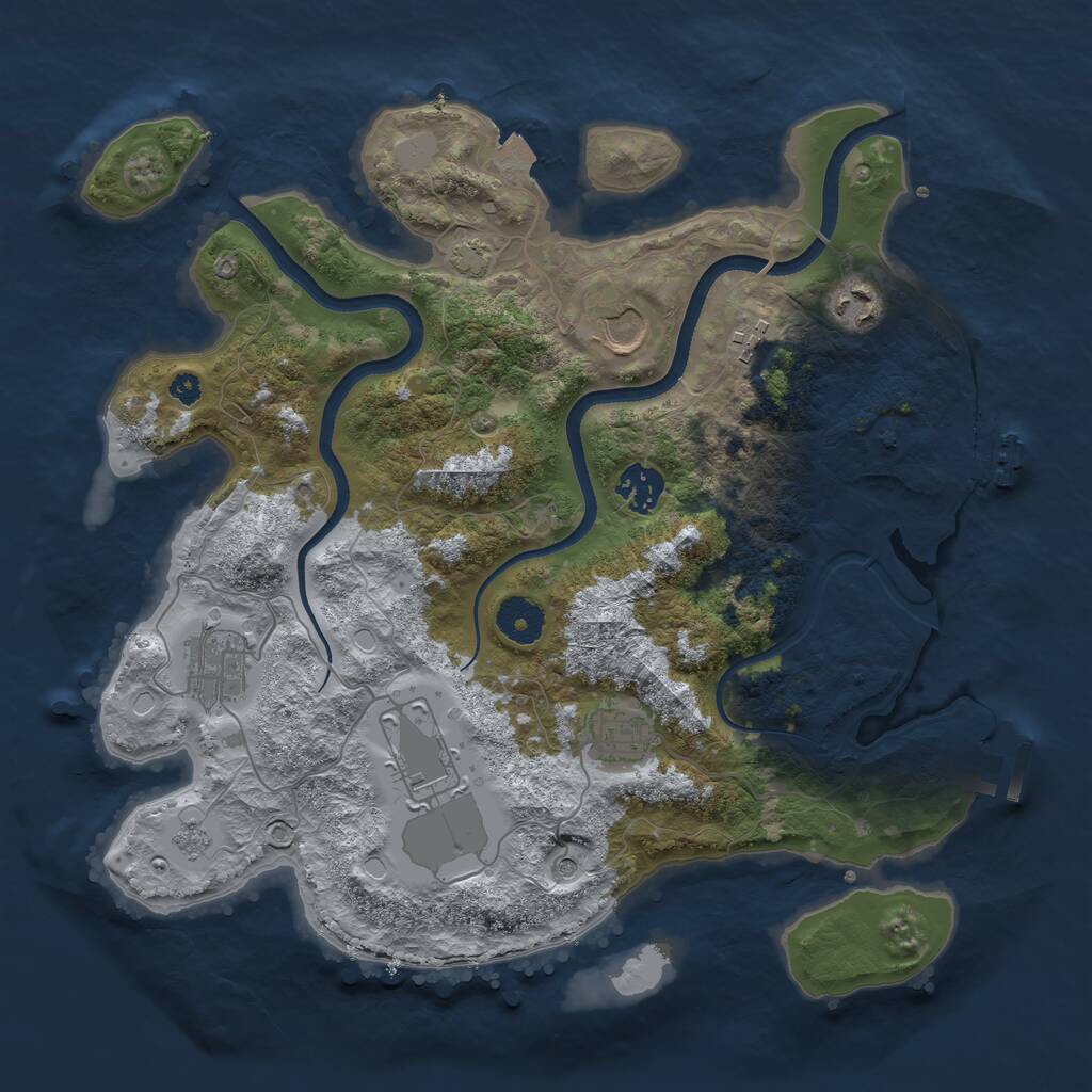 Rust Map: Procedural Map, Size: 3500, Seed: 117701945, 13 Monuments