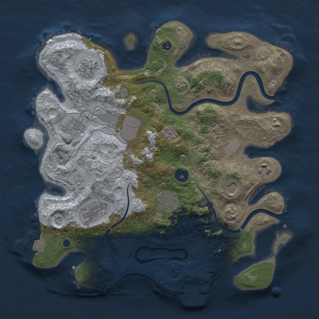 Rust Map: Procedural Map, Size: 3500, Seed: 1776970302, 13 Monuments