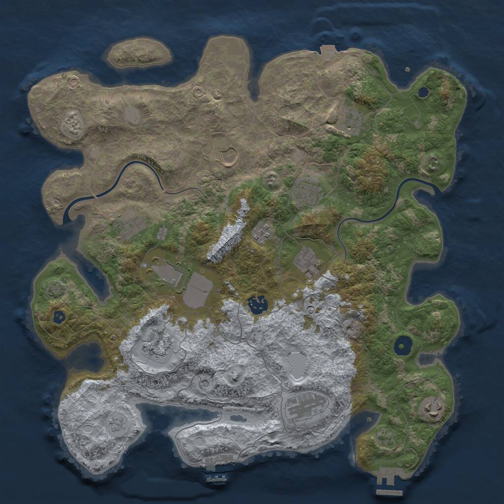 Rust Map: Procedural Map, Size: 3900, Seed: 1166348444, 17 Monuments