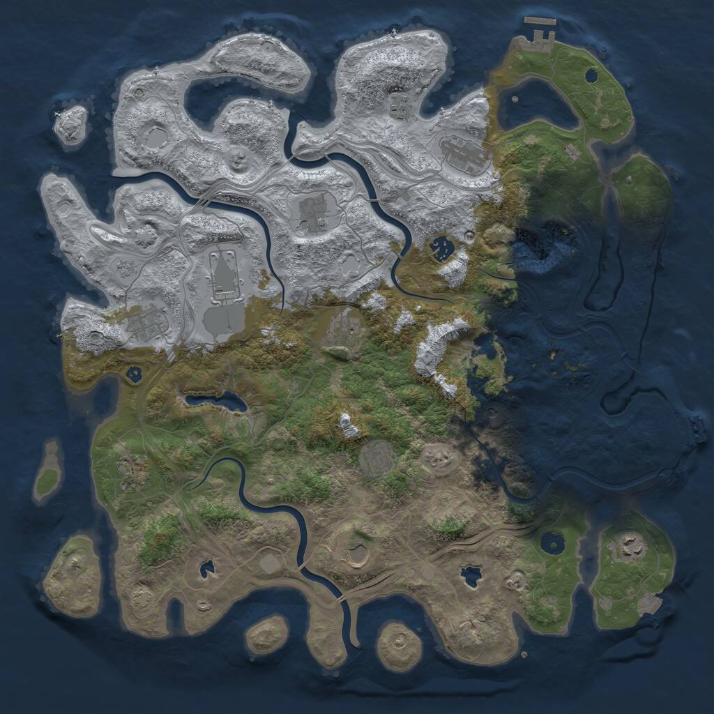 Rust Map: Procedural Map, Size: 4500, Seed: 1389521346, 17 Monuments