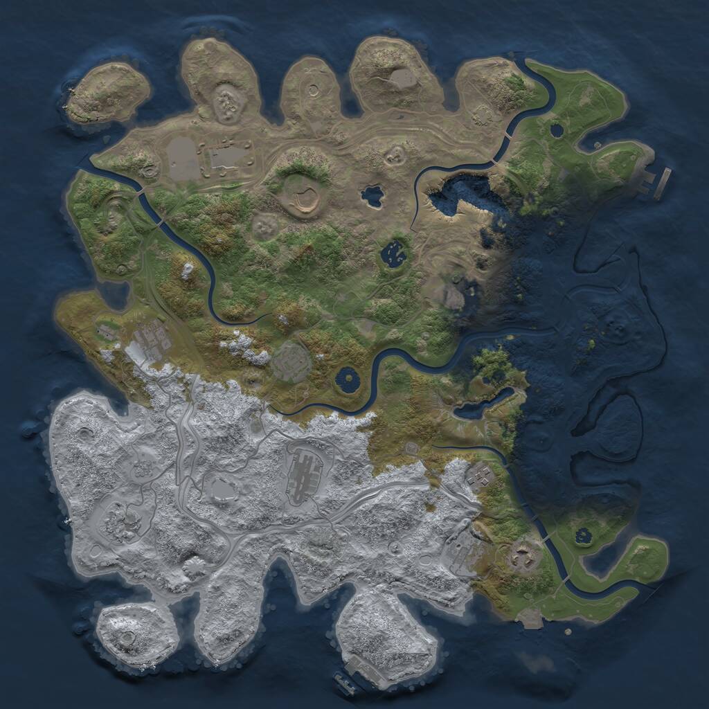 Rust Map: Procedural Map, Size: 4300, Seed: 1279500371, 17 Monuments