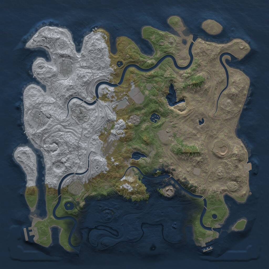 Rust Map: Procedural Map, Size: 4300, Seed: 1866644670, 16 Monuments