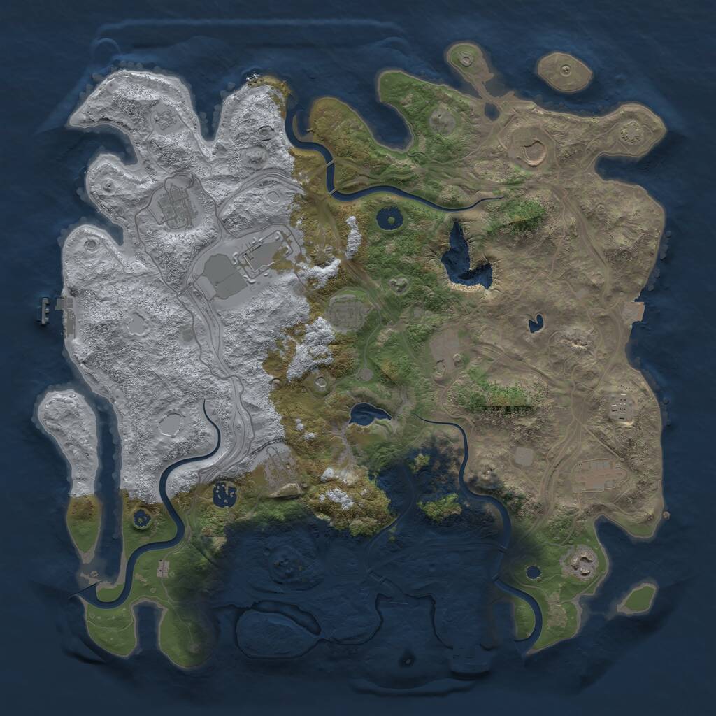 Rust Map: Procedural Map, Size: 4300, Seed: 1866644670, 16 Monuments