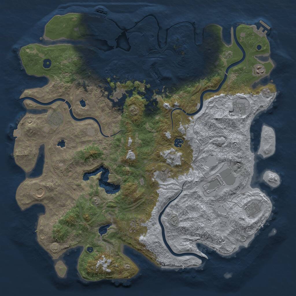 Rust Map: Procedural Map, Size: 4800, Seed: 287003045, 17 Monuments