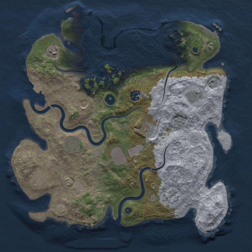 Rust Map: Procedural Map, Size: 3700, Seed: 574387622, 16 Monuments