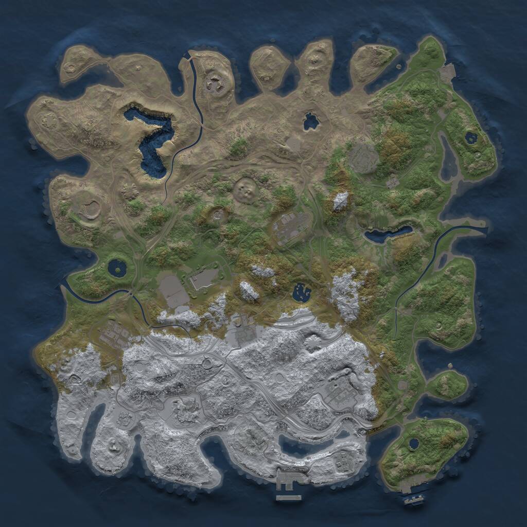 Rust Map: Procedural Map, Size: 4250, Seed: 1143660831, 17 Monuments