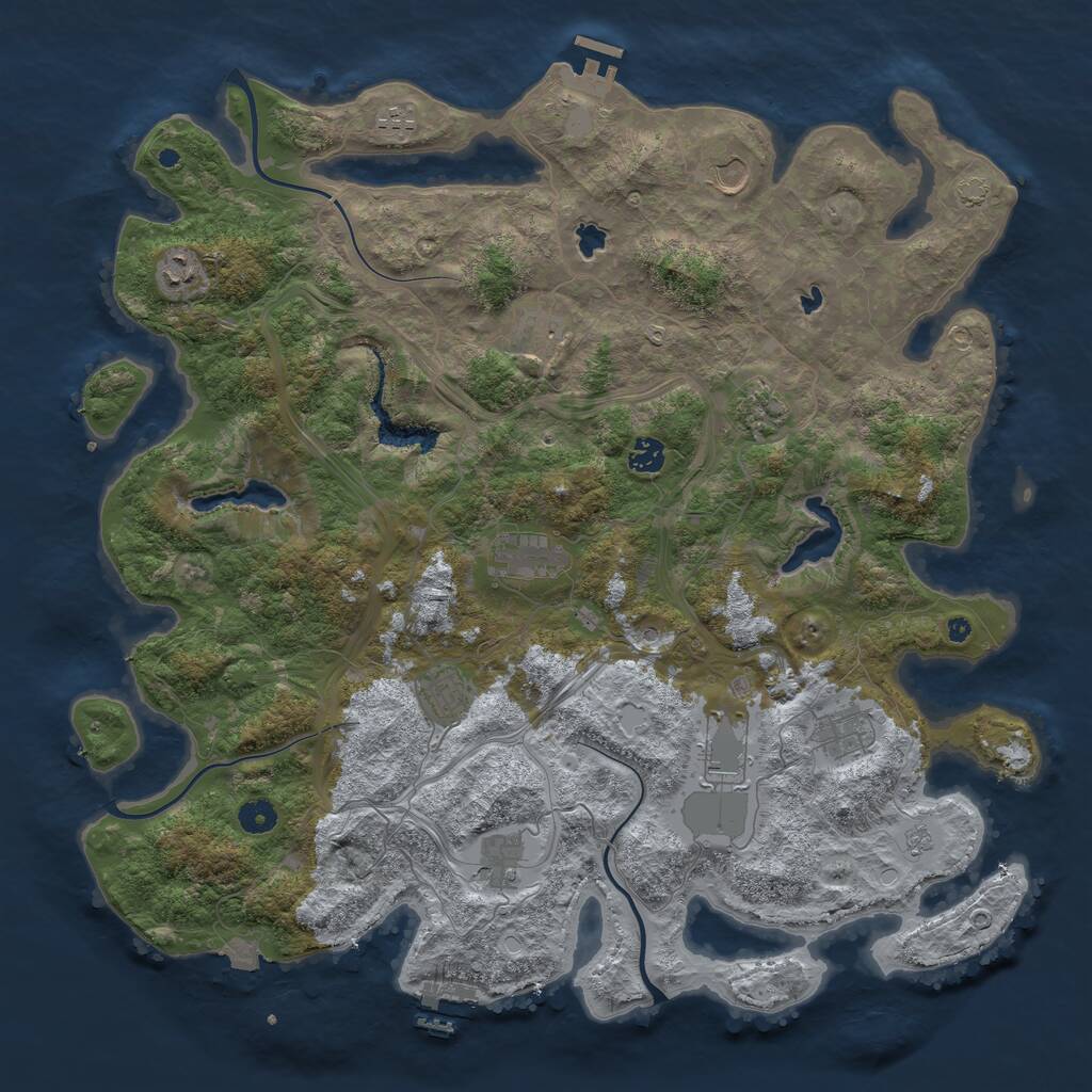 Rust Map: Procedural Map, Size: 4500, Seed: 1870526915, 17 Monuments