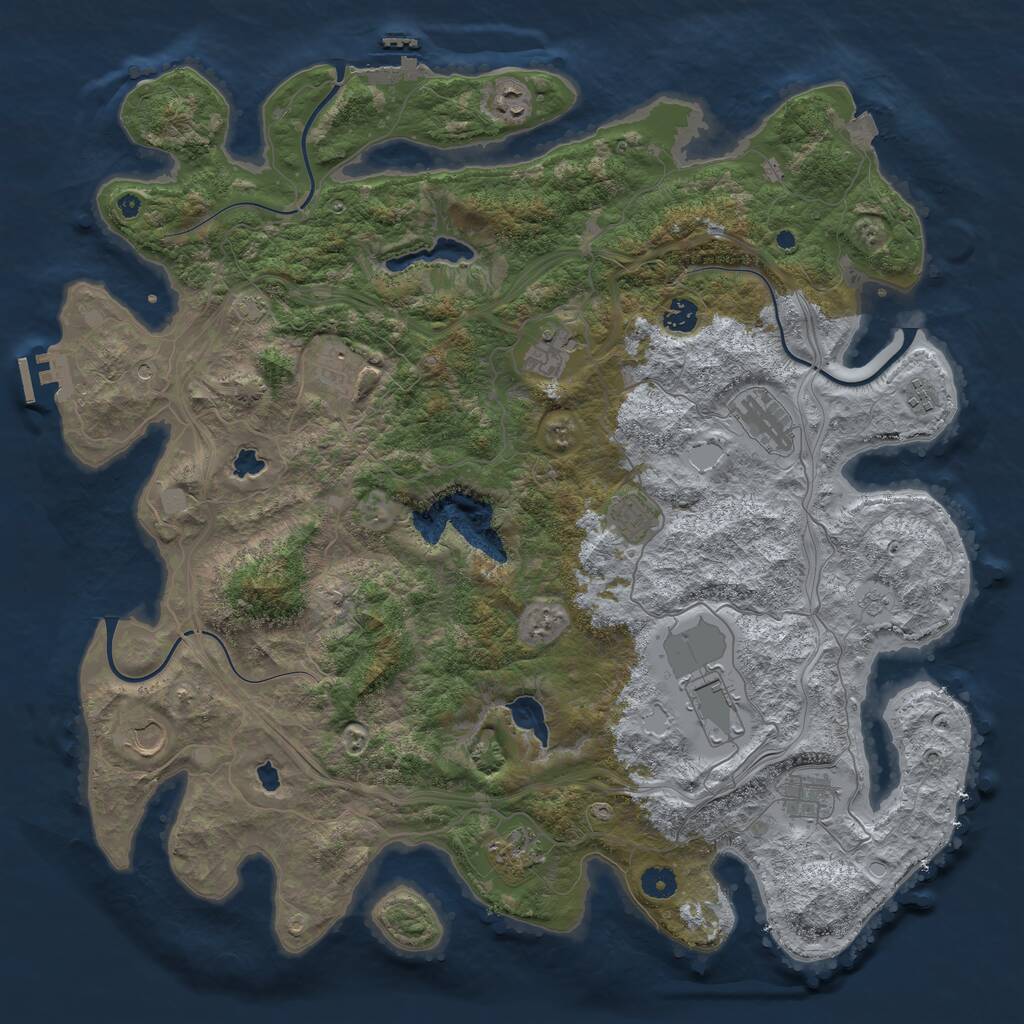 Rust Map: Procedural Map, Size: 4500, Seed: 1433717294, 17 Monuments