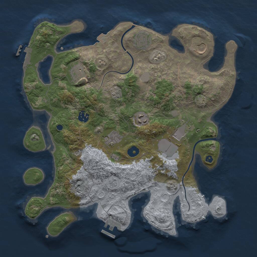 Rust Map: Procedural Map, Size: 3500, Seed: 1957345378, 14 Monuments