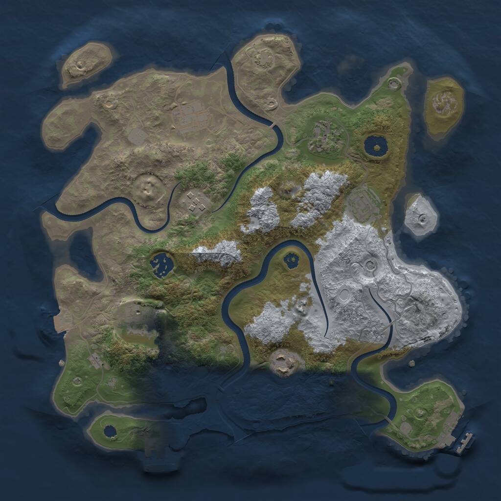 Rust Map: Procedural Map, Size: 3300, Seed: 1125494602, 12 Monuments