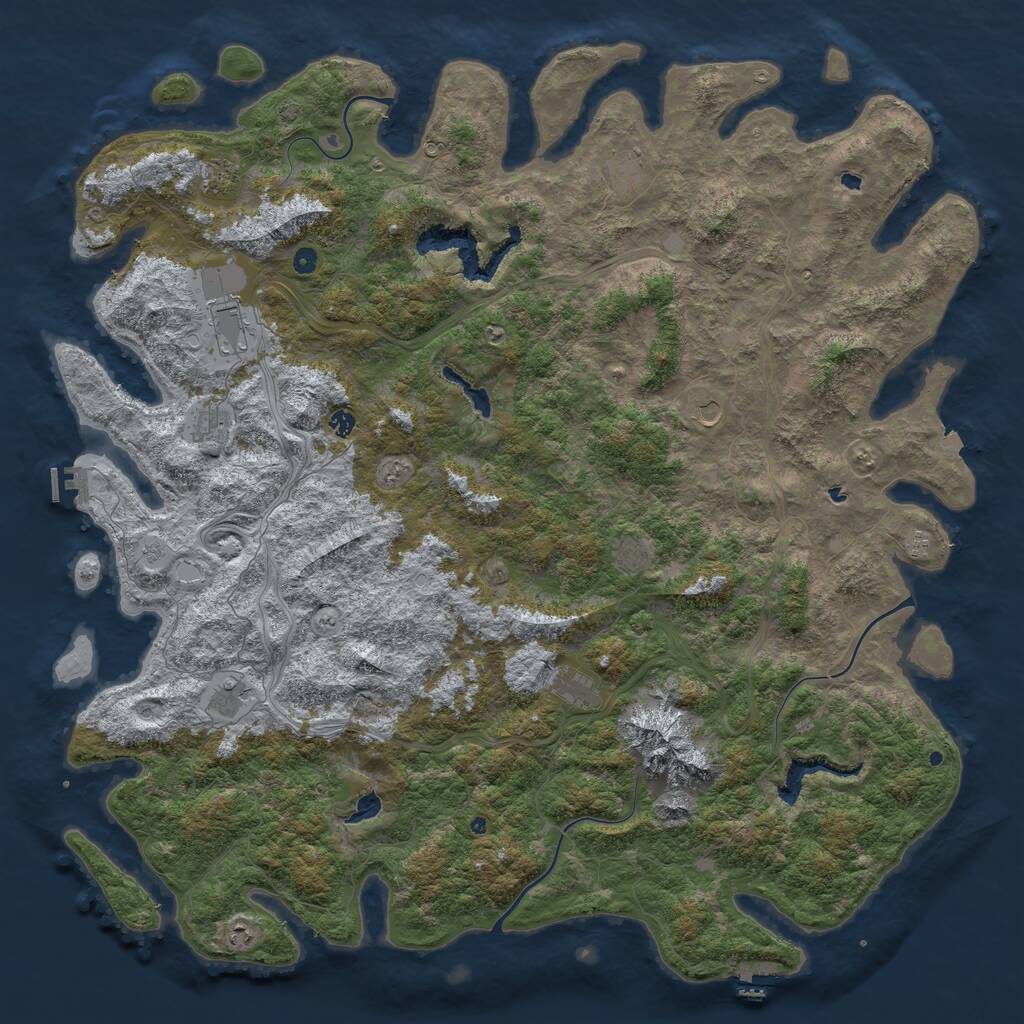Rust Map: Procedural Map, Size: 6000, Seed: 909853788, 17 Monuments