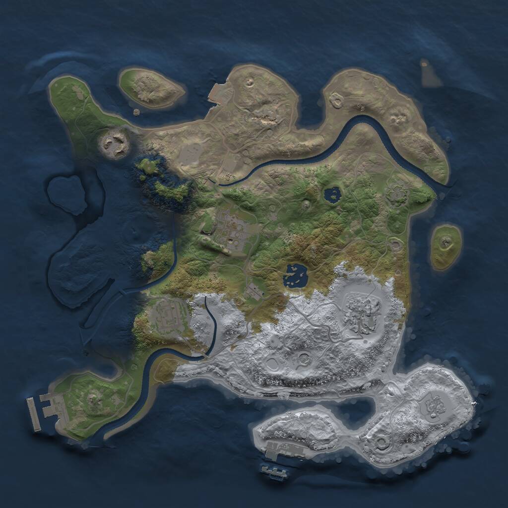 Rust Map: Procedural Map, Size: 3000, Seed: 2923, 11 Monuments