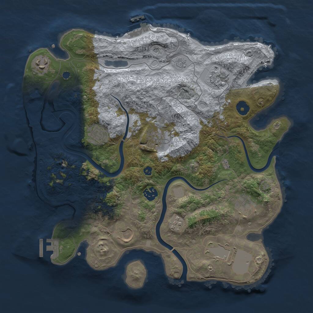 Rust Map: Procedural Map, Size: 3500, Seed: 294733340, 15 Monuments
