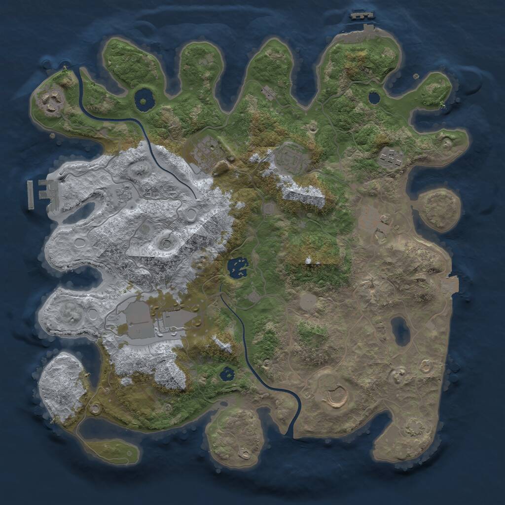 Rust Map: Procedural Map, Size: 3500, Seed: 593814690, 14 Monuments