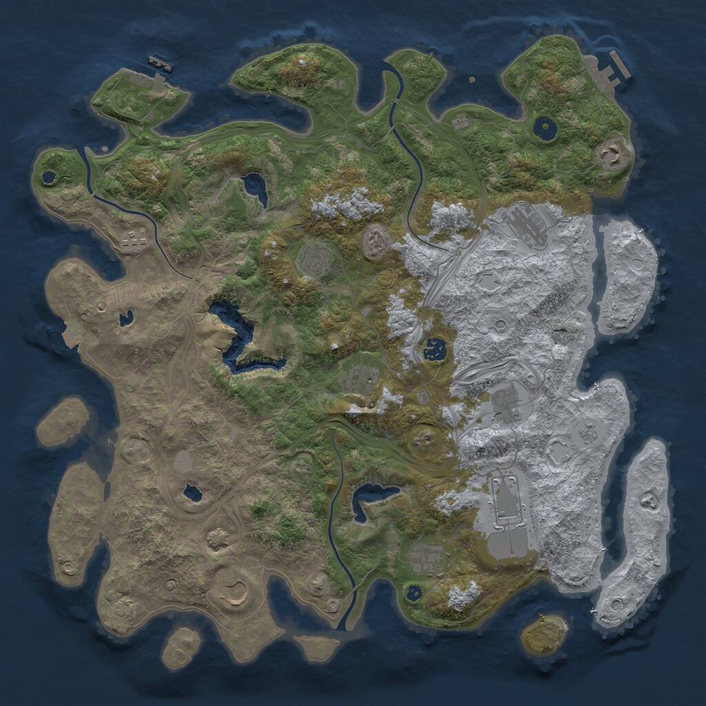 Rust Map: Procedural Map, Size: 4500, Seed: 1227615198, 16 Monuments
