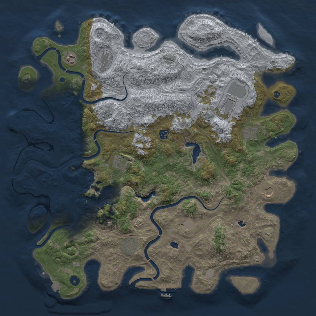 Rust Map: Procedural Map, Size: 4755, Seed: 1, 17 Monuments