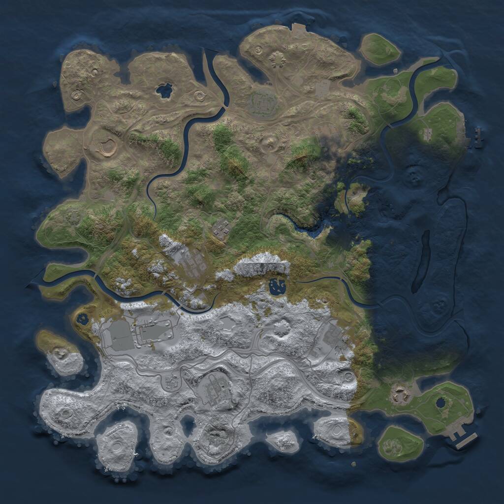 Rust Map: Procedural Map, Size: 4250, Seed: 7839202, 16 Monuments