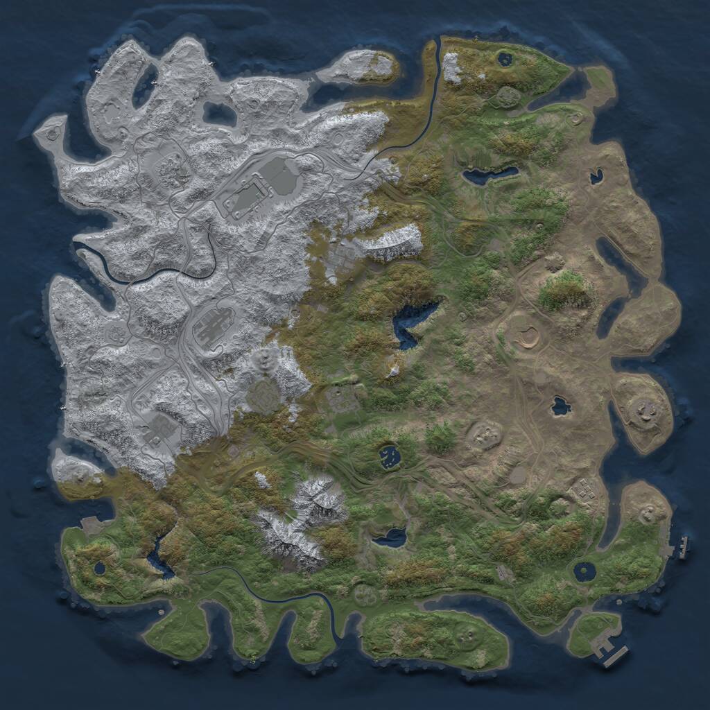 Rust Map: Procedural Map, Size: 5000, Seed: 707185513, 17 Monuments