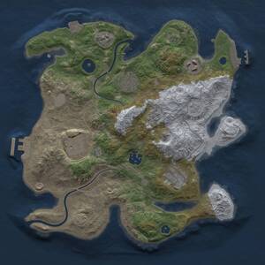 Thumbnail Rust Map: Procedural Map, Size: 3000, Seed: 591144989, 11 Monuments
