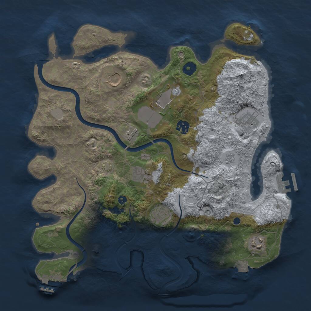 Rust Map: Procedural Map, Size: 3500, Seed: 597206976, 14 Monuments