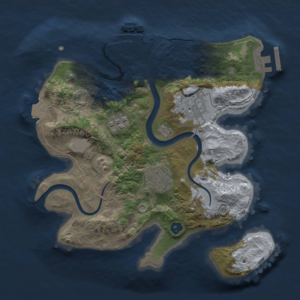 Rust Map: Procedural Map, Size: 2500, Seed: 754597278, 7 Monuments