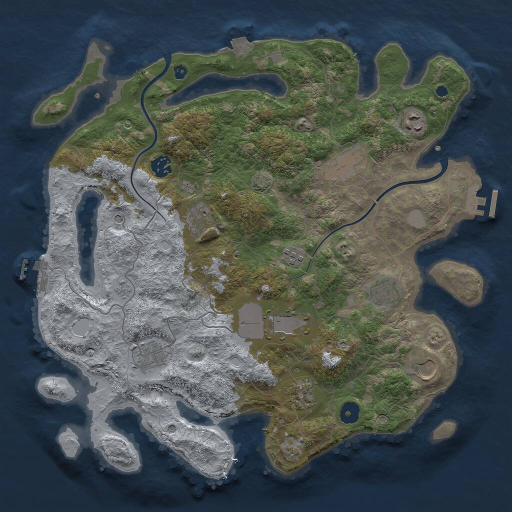 Rust Map: Procedural Map, Size: 3700, Seed: 787922802, 16 Monuments