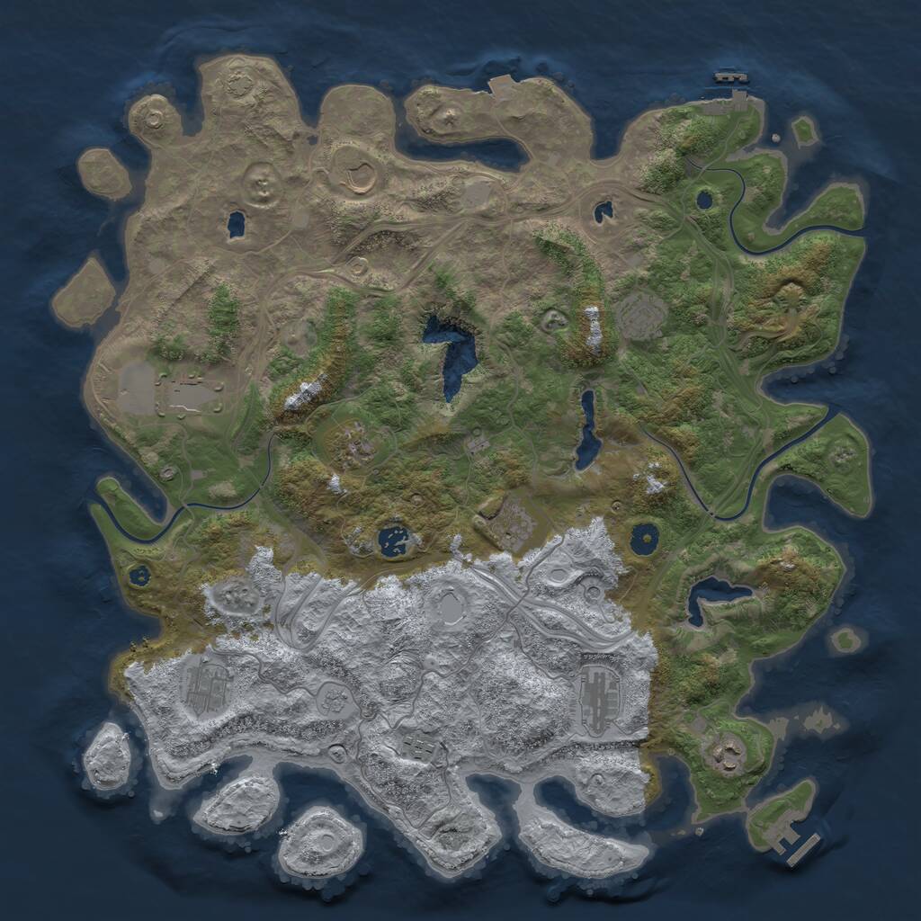 Rust Map: Procedural Map, Size: 4500, Seed: 119073167, 16 Monuments
