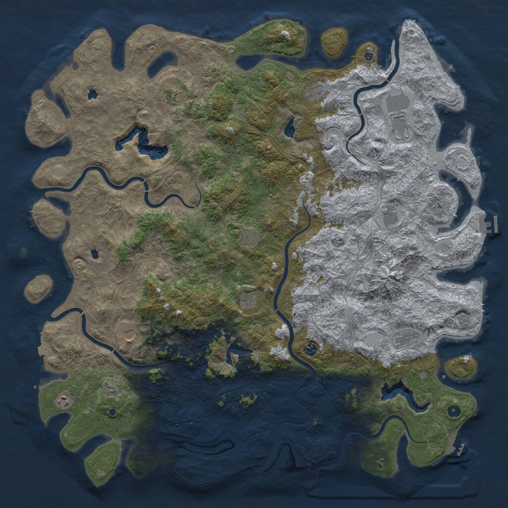 Rust Map: Procedural Map, Size: 6000, Seed: 995647731, 17 Monuments