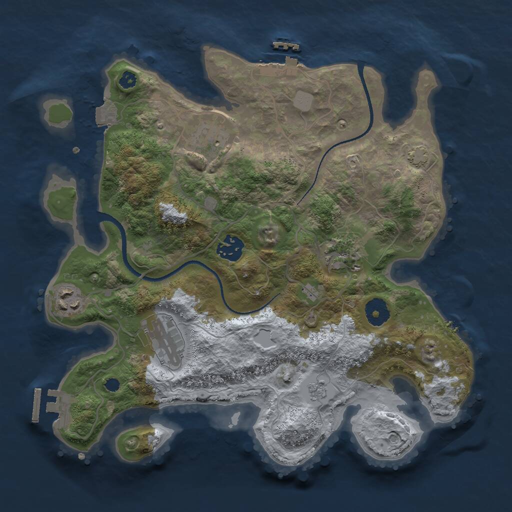 Rust Map: Procedural Map, Size: 3000, Seed: 2015484884, 10 Monuments