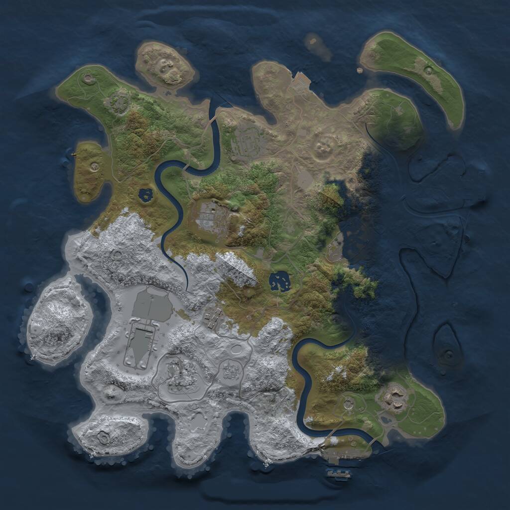 Rust Map: Procedural Map, Size: 3500, Seed: 589192302, 14 Monuments