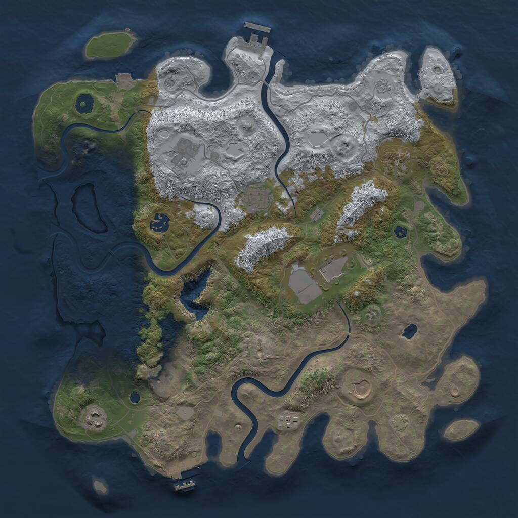 Rust Map: Procedural Map, Size: 4000, Seed: 648634, 15 Monuments