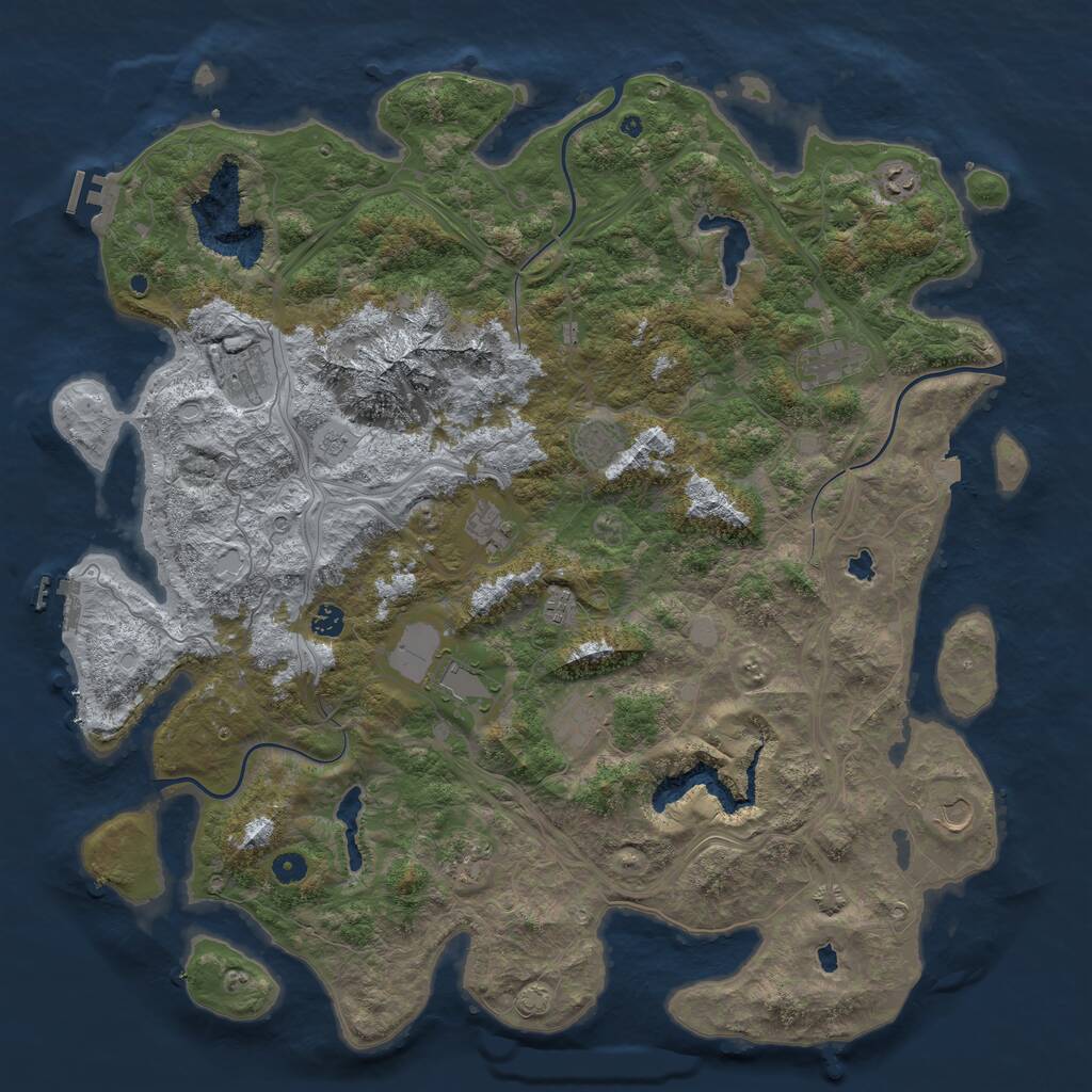 Rust Map: Procedural Map, Size: 5000, Seed: 1219385296, 17 Monuments