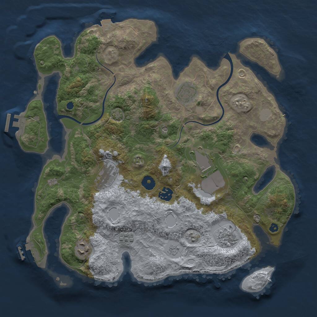 Rust Map: Procedural Map, Size: 3500, Seed: 1095374579, 13 Monuments