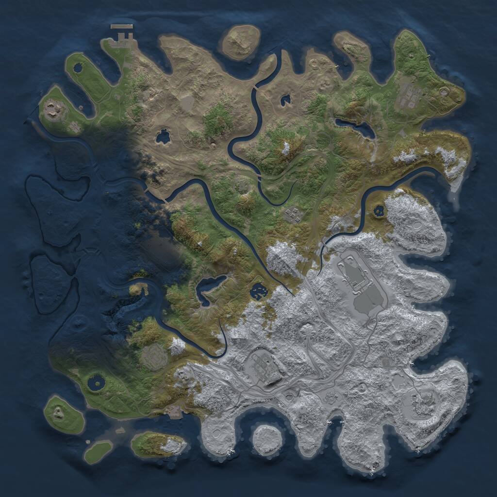 Rust Map: Procedural Map, Size: 4500, Seed: 1658617129, 14 Monuments