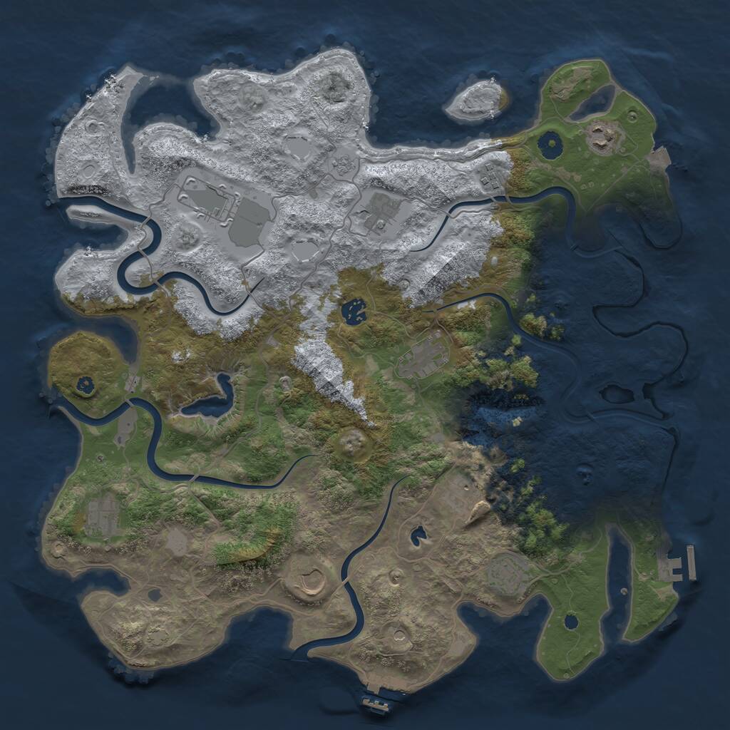 Rust Map: Procedural Map, Size: 4200, Seed: 1490691697, 16 Monuments