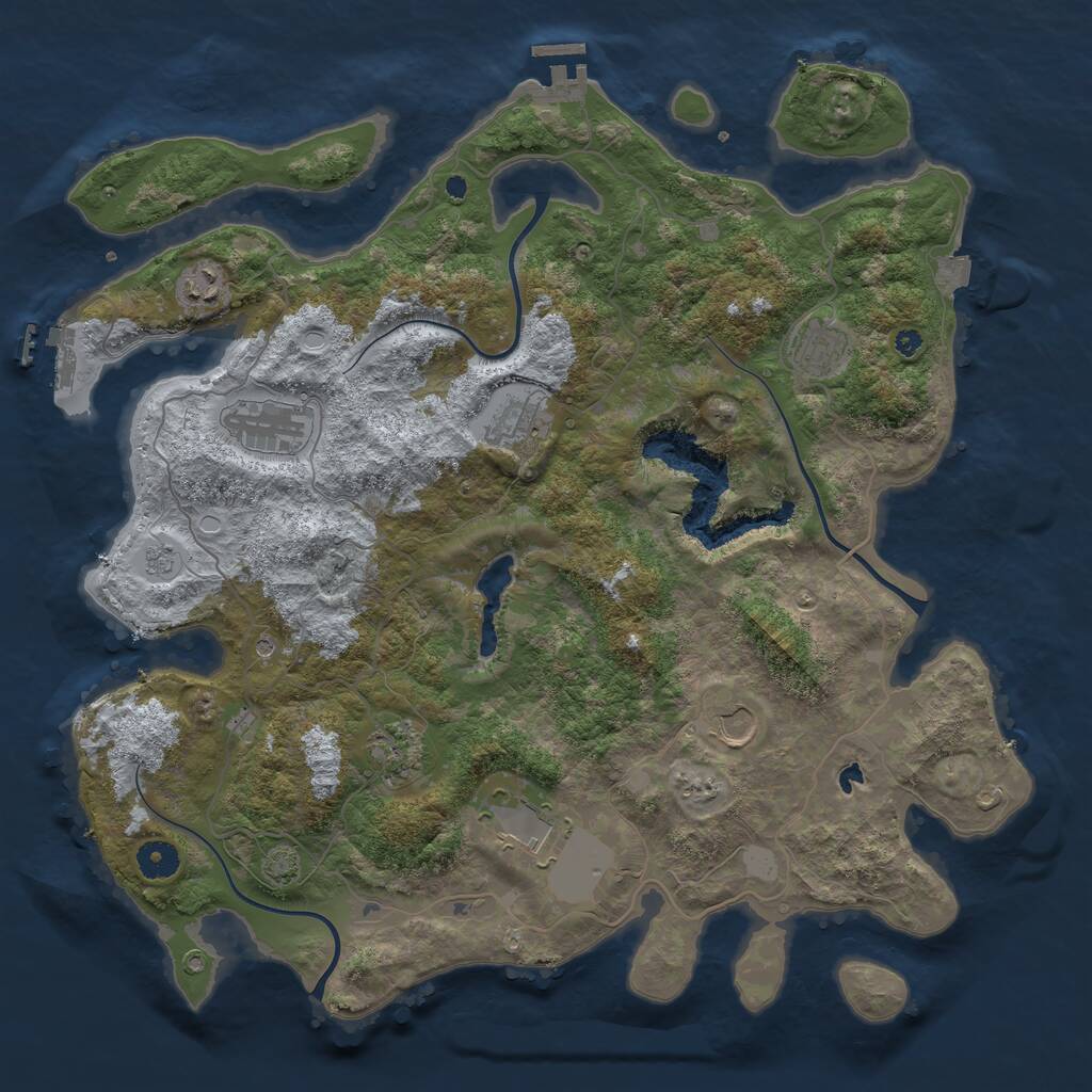Rust Map: Procedural Map, Size: 4076, Seed: 974080807, 13 Monuments