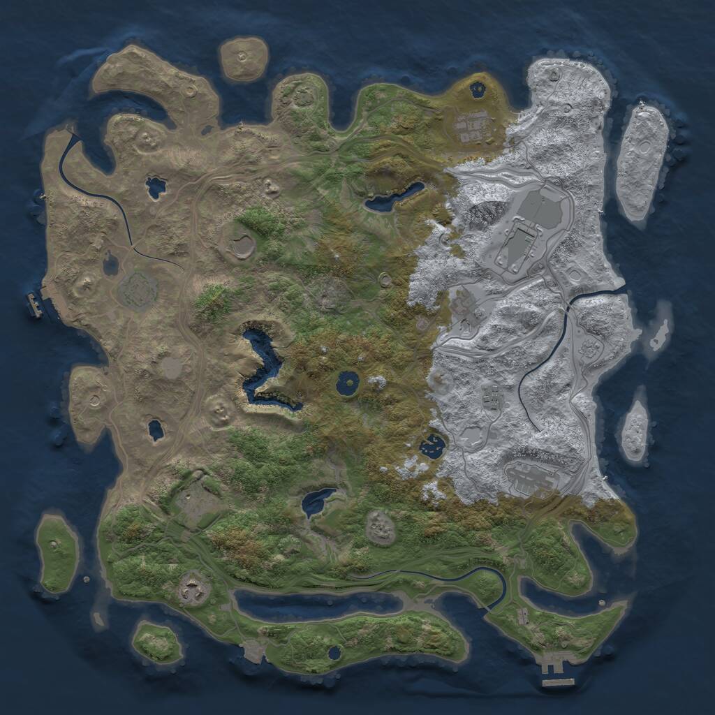 Rust Map: Procedural Map, Size: 4500, Seed: 829314, 16 Monuments