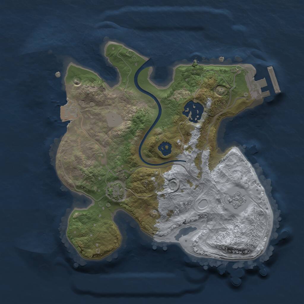 Rust Map: Procedural Map, Size: 2222, Seed: 663289435, 5 Monuments