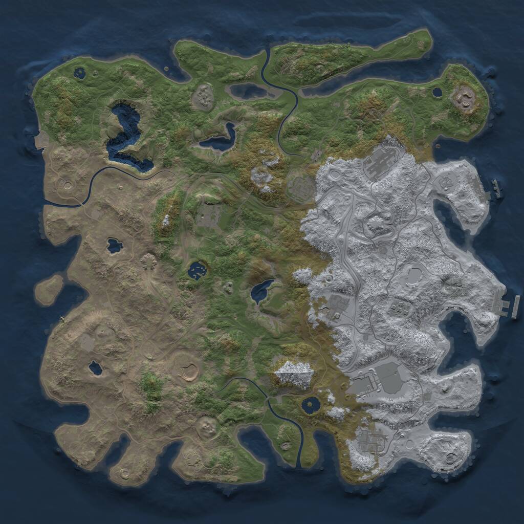 Rust Map: Procedural Map, Size: 4500, Seed: 468821787, 16 Monuments