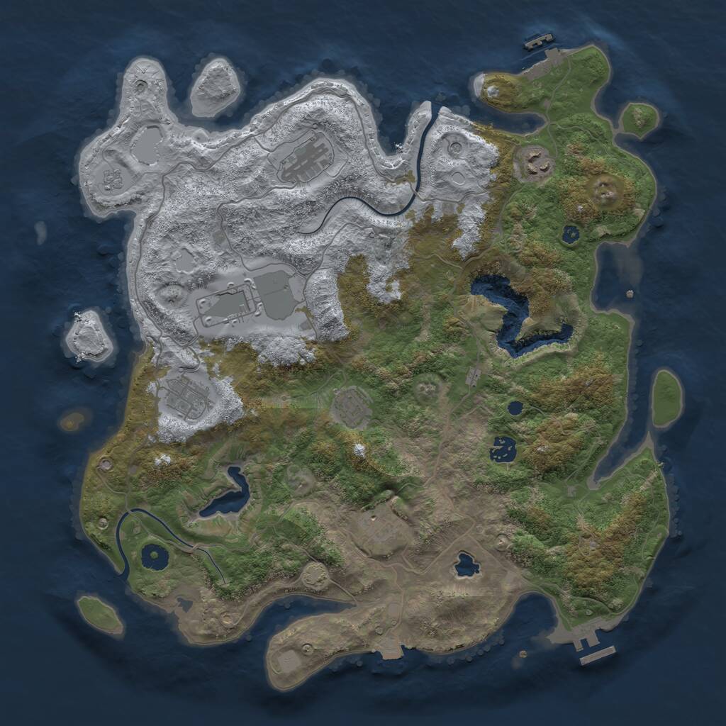 Rust Map: Procedural Map, Size: 4000, Seed: 704172717, 13 Monuments