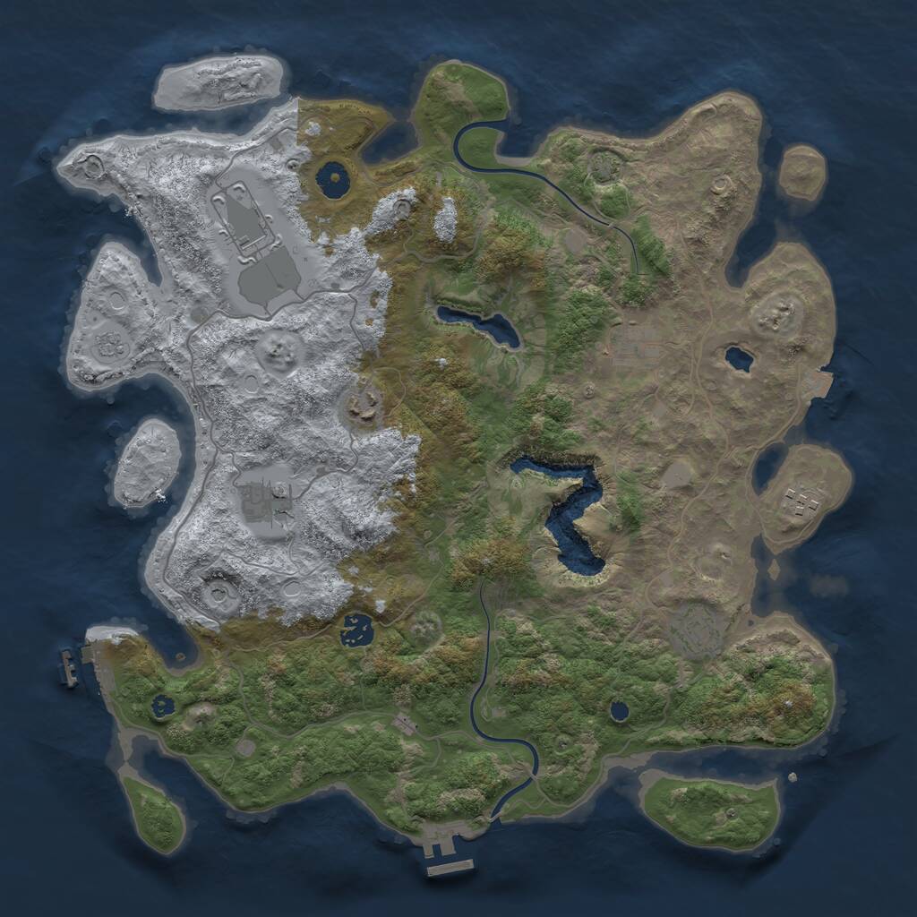 Rust Map: Procedural Map, Size: 4000, Seed: 22310, 13 Monuments