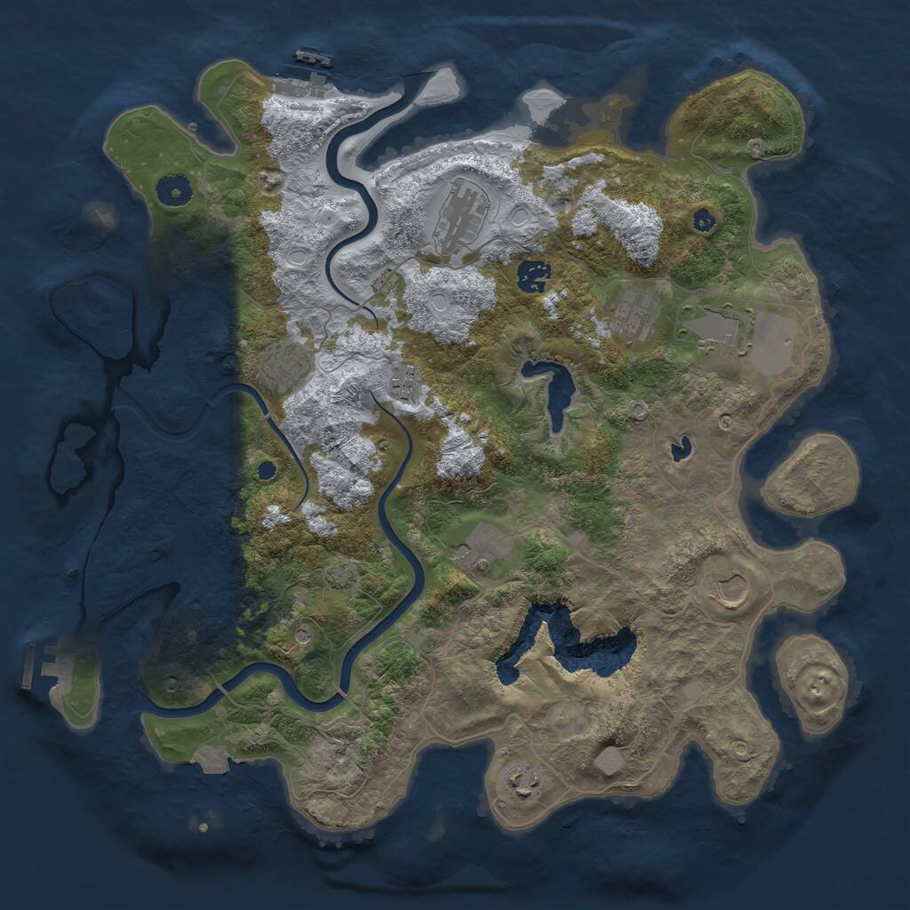 Rust Map: Procedural Map, Size: 4000, Seed: 672345, 14 Monuments