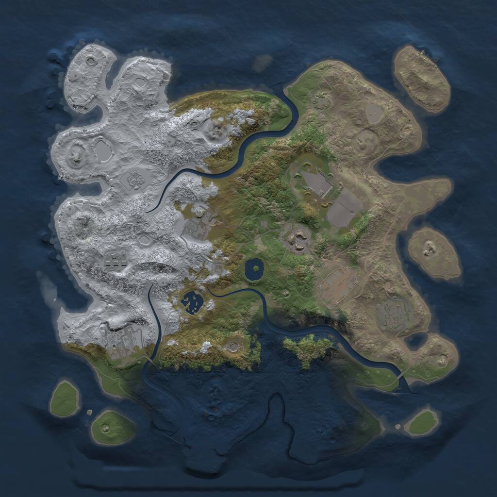 Rust Map: Procedural Map, Size: 3500, Seed: 702197995, 13 Monuments