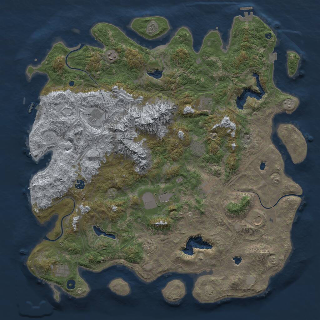 Rust Map: Procedural Map, Size: 5000, Seed: 711786184, 17 Monuments