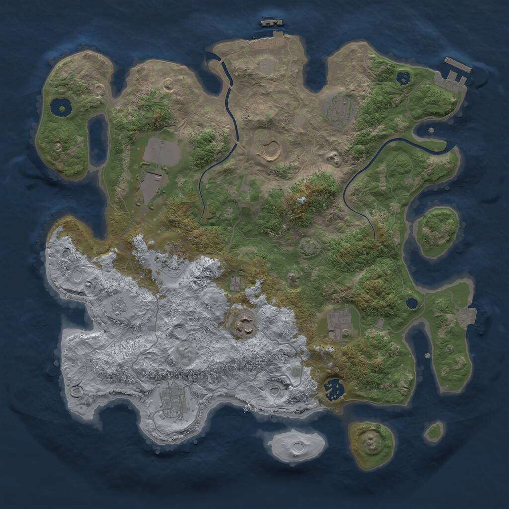 Rust Map: Procedural Map, Size: 3700, Seed: 517794354, 14 Monuments