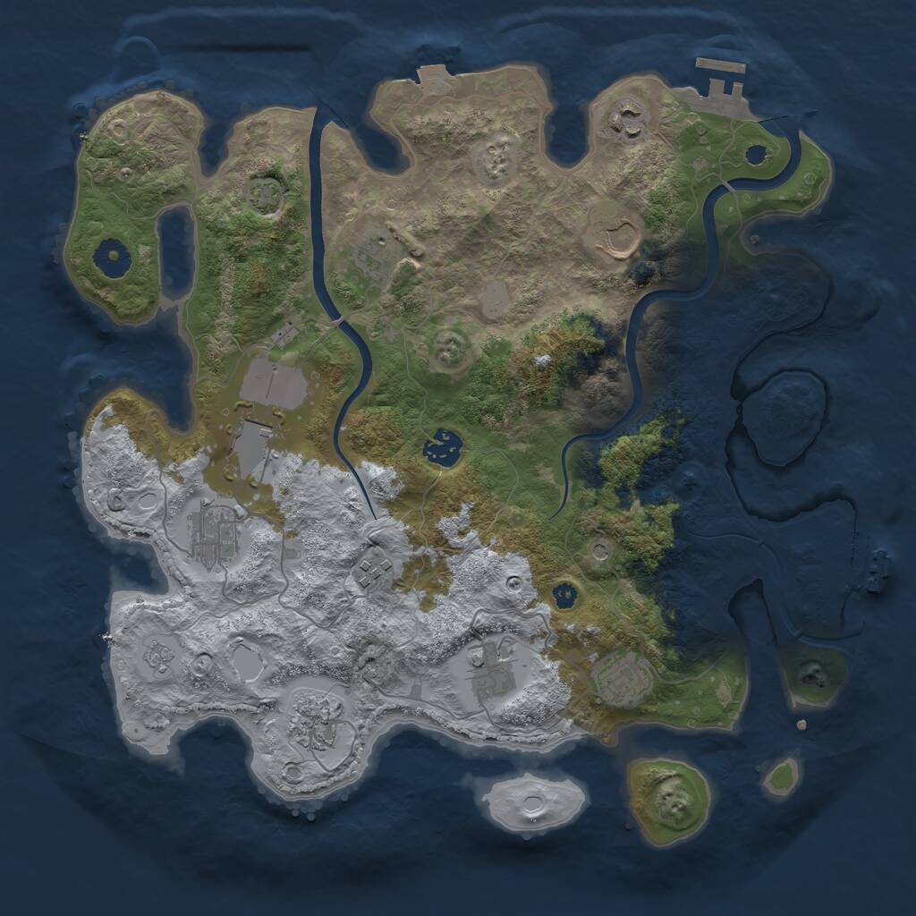 Rust Map: Procedural Map, Size: 3700, Seed: 517794354, 16 Monuments