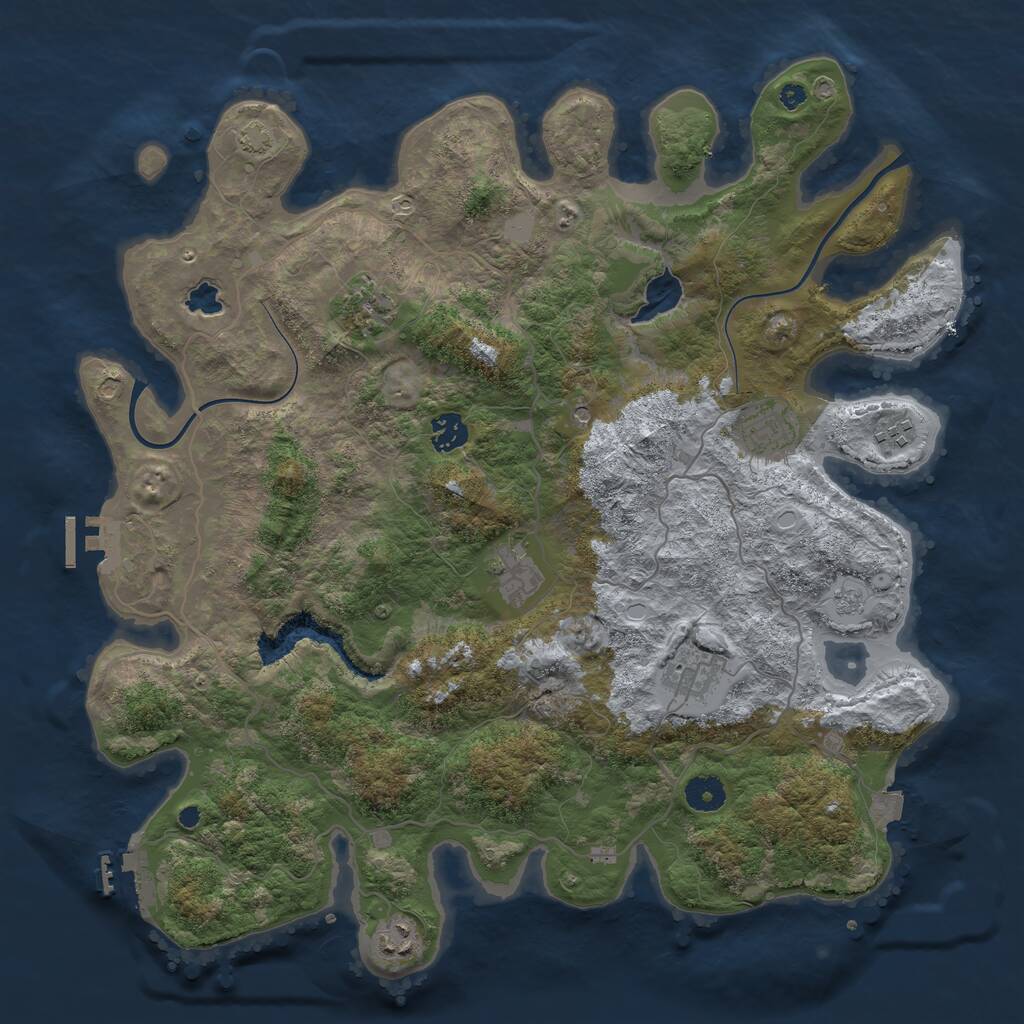 Rust Map: Procedural Map, Size: 4000, Seed: 452389278, 13 Monuments