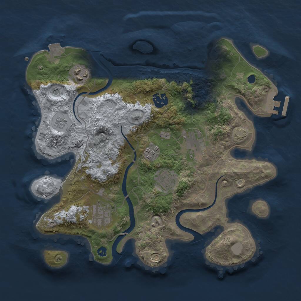 Rust Map: Procedural Map, Size: 3000, Seed: 2139110453, 11 Monuments