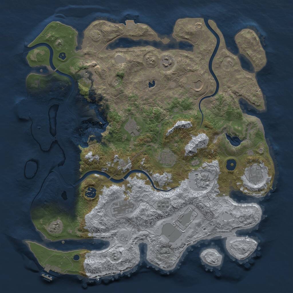 Rust Map: Procedural Map, Size: 4000, Seed: 353608806, 17 Monuments
